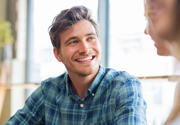 handsome man smiling