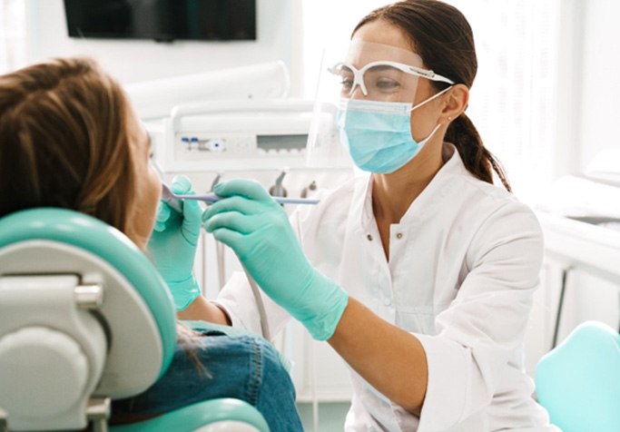 a patient receiving periodontal treatment