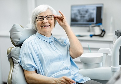 A digital image showing a dental implant in Plainview on the lower arch