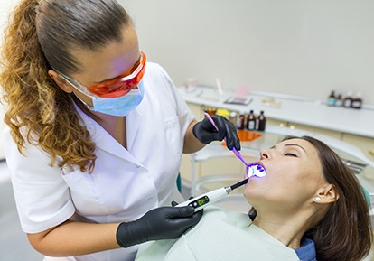 A relaxed patient receiving dental care