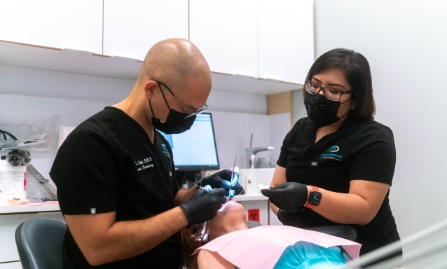 Dr. Silfa working on patients smile