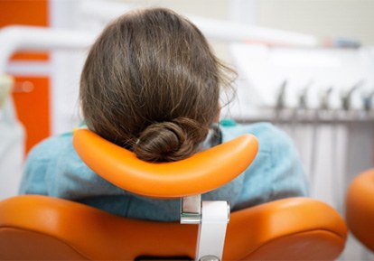 Behind view of relaxed dental patient