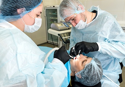 Woman getting dental work