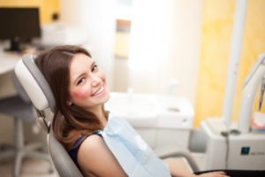 A woman at her dental exam.