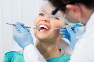 Woman having a dental exam