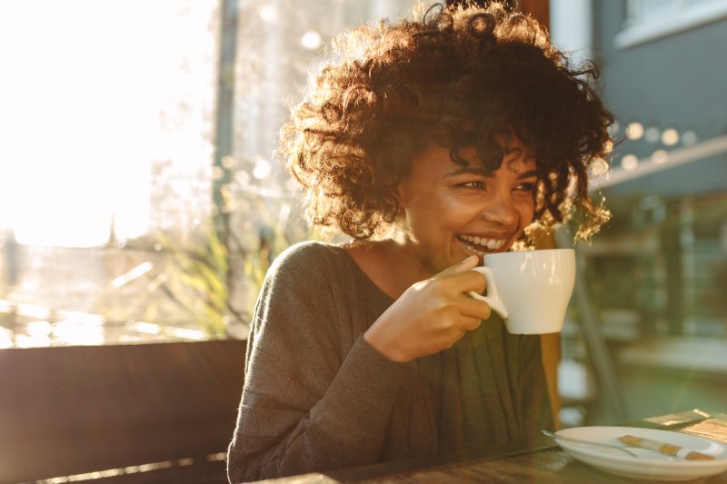 young woman drinking coffee