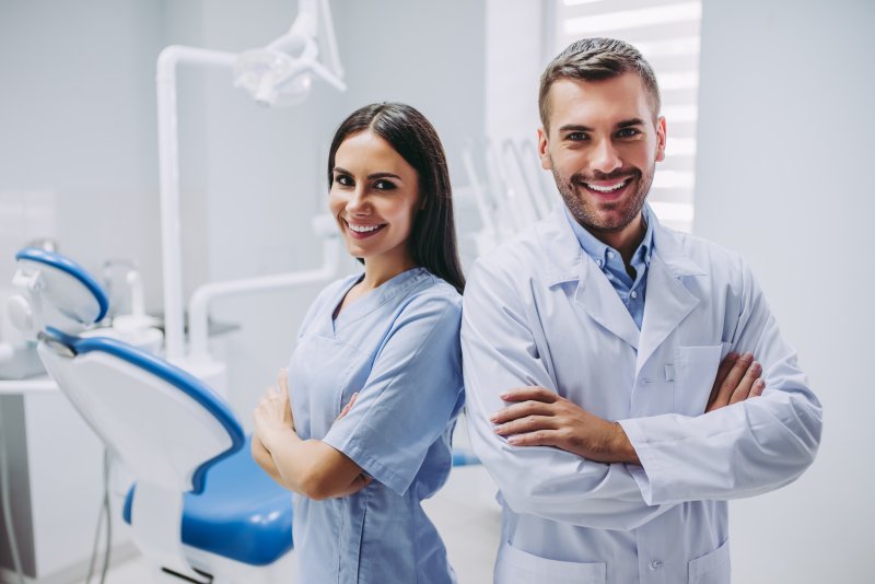 a dentist and hygienist 